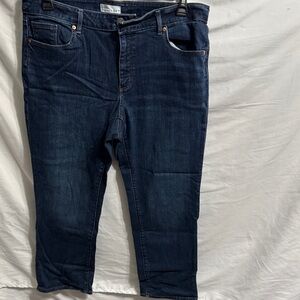 LOFT Women's Dark BlueCurvy  Straight Leg Jeans